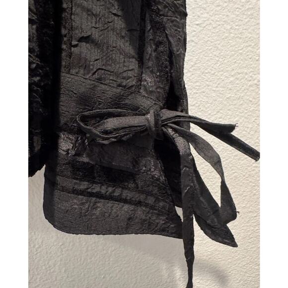 Vintage Xanaka Women’s Y2K Sheer Velvet Striped Button Down Shirt Whimsigoth Top - Picture 5 of 11